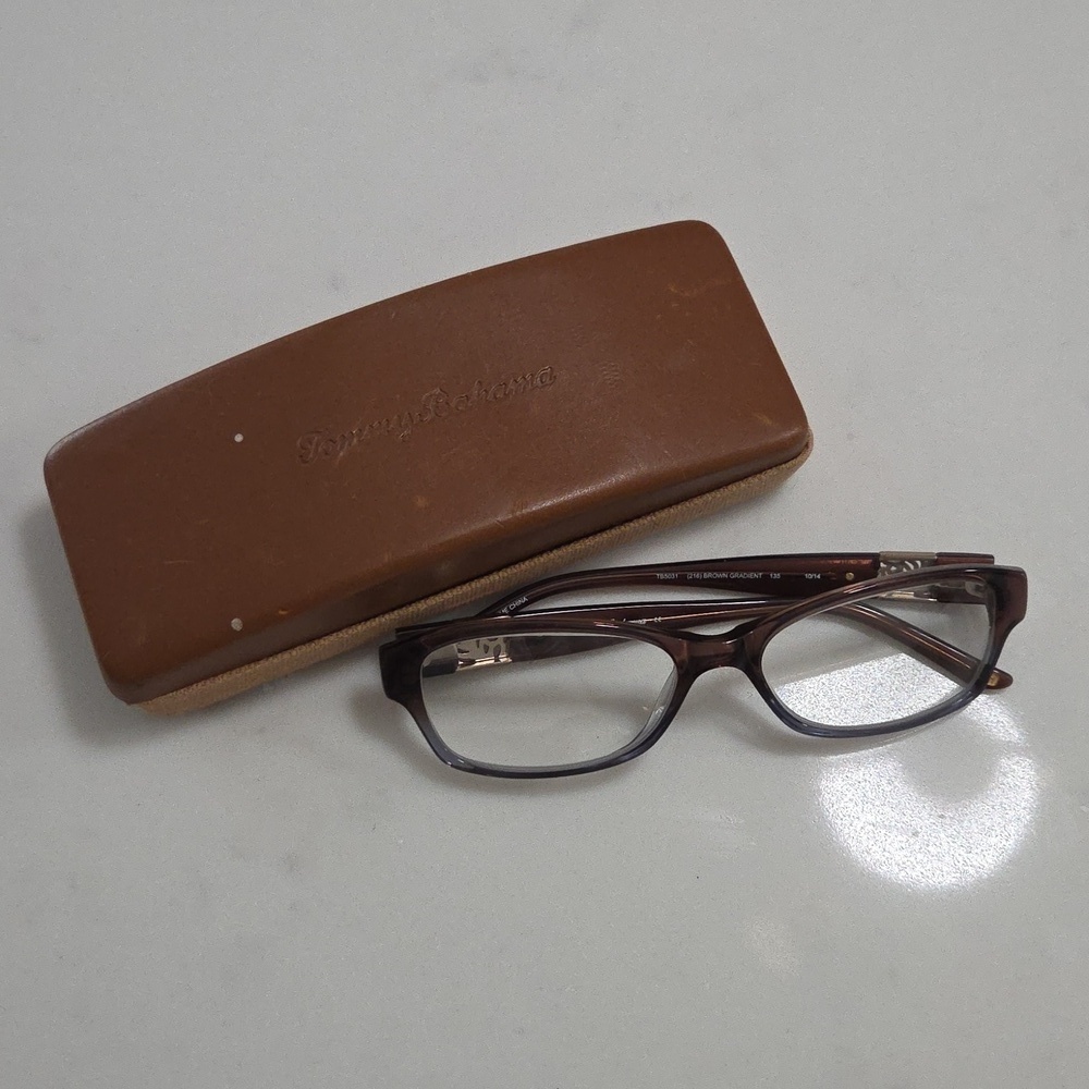 Tommy Bahama Brown Gradient Rectangle Eyeglasses Frames with Case - Picture 11 of 14